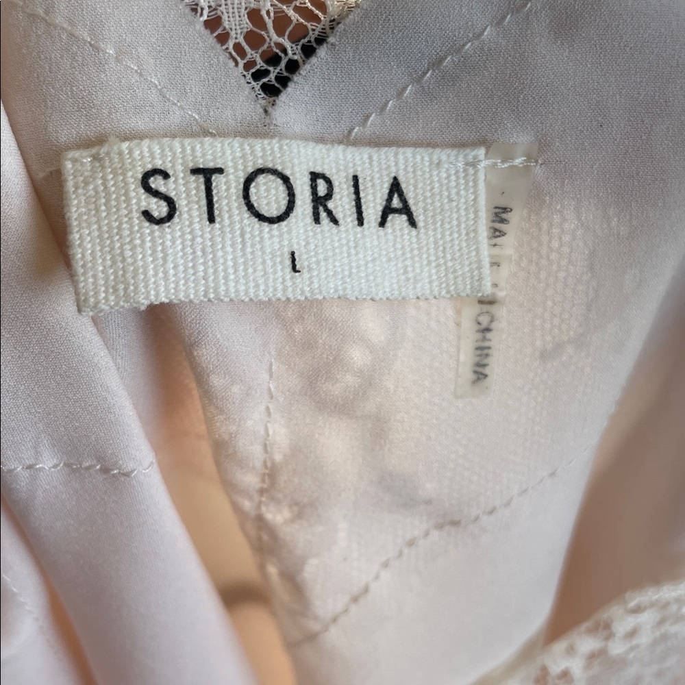 Storia|Elegant soft cream pink tone Lace Trim Women’s Top|Large|EUC - Picture 9 of 9